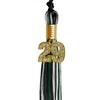 Black/Hunter Green/White Mixed Color Graduation Tassel with Gold Bling Charm by Wholesale Grad Supply