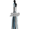 Black/Light Blue/White Mixed Color Graduation Tassel with Silver Date Drop by Wholesale Grad Supply