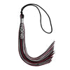 Black/Maroon/Silver Mixed Color Graduation Tassel with Silver Stacked Date Drop by Wholesale Grad Supply