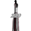 Black/Maroon/White Mixed Color Graduation Tassel with Silver Date Drop by Wholesale Grad Supply