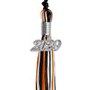 Black/Orange/White Mixed Color Graduation Tassel with Silver Date Drop by Wholesale Grad Supply
