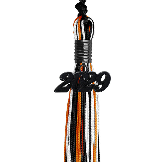 Black/Orange/White Mixed Color Graduation Tassel with Black Date Drop by Wholesale Grad Supply