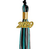 Black/Peacock/Silver Mixed Color Graduation Tassel with Gold Date Drop by Wholesale Grad Supply
