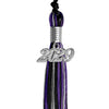 Black/Purple/Silver Mixed Color Graduation Tassel with Silver Date Drop by Wholesale Grad Supply