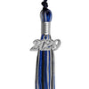 Black/Royal Blue/Silver Mixed Color Graduation Tassel with Silver Date Drop by Wholesale Grad Supply