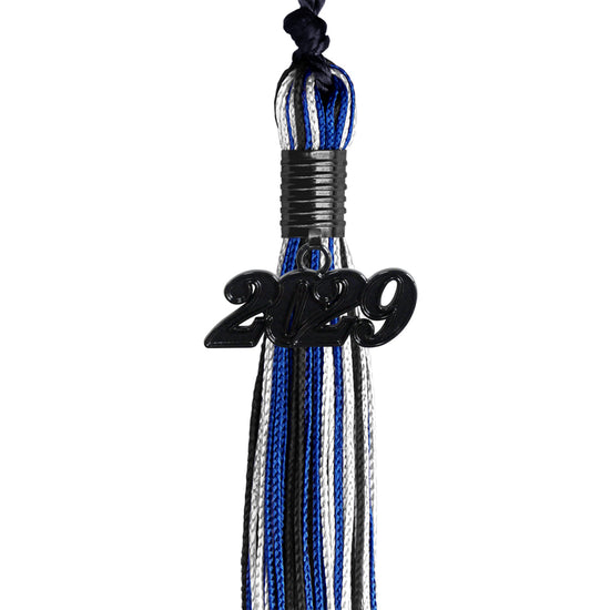 Black/Royal Blue/White Mixed Color Graduation Tassel with Black Date Drop by Wholesale Grad Supply
