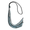 Black/Light Blue/Silver Mixed Color Graduation Tassel with Silver Stacked Date Drop by Wholesale Grad Supply