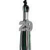 Black/Hunter Green/White Mixed Color Graduation Tassel with Silver Bling Charm by Wholesale Grad Supply