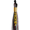 Black/Maroon/White Mixed Color Graduation Tassel with Gold Stacked Date Drop by Wholesale Grad Supply