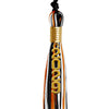 Black/Orange/White Mixed Color Graduation Tassel with Gold Stacked Date Drop by Wholesale Grad Supply