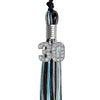 Black/Light Blue/Silver Mixed Color Graduation Tassel with Silver Bling Charm by Wholesale Grad Supply