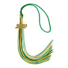 Green/Gold/White Mixed Color Graduation Tassel with Gold Bling Charm by Wholesale Grad Supply