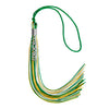 Green/Gold/White Mixed Color Graduation Tassel with Silver Stacked Date Drop by Wholesale Grad Supply