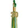 Green/Gold/White Mixed Color Graduation Tassel with Gold Bling Charm by Wholesale Grad Supply