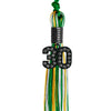 Green/Gold/White Mixed Color Graduation Tassel with Black Bling Charm by Wholesale Grad Supply