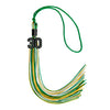 Green/Gold/White Mixed Color Graduation Tassel with Black Bling Charm by Wholesale Grad Supply