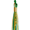 Green/Gold/White Mixed Color Graduation Tassel with Gold Stacked Date Drop by Wholesale Grad Supply