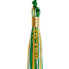 Green/Gold/White Mixed Color Graduation Tassel with Gold Stacked Date Drop by Wholesale Grad Supply
