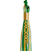 Green/Gold/White Mixed Color Graduation Tassel with Gold Stacked Date Drop by Wholesale Grad Supply