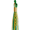 Green/Gold/White Mixed Color Graduation Tassel with Gold Stacked Date Drop by Wholesale Grad Supply