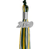 Hunter Green/Gold/White Mixed Color Graduation Tassel with Silver Date Drop by Wholesale Grad Supply