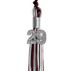 Maroon/Silver/White Mixed Color Graduation Tassel with Silver Bling Charm by Wholesale Grad Supply