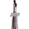 Maroon/Silver/White Mixed Color Graduation Tassel with Silver Date Drop by Wholesale Grad Supply