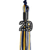 Navy Blue/Gold/White Mixed Color Graduation Tassel with Black Bling Charm by Wholesale Grad Supply