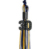 Navy Blue/Gold/White Mixed Color Graduation Tassel with Black Bling Charm by Wholesale Grad Supply