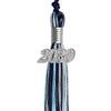 Navy Blue/Light Blue/Silver Mixed Color Graduation Tassel with Silver Date Drop by Wholesale Grad Supply