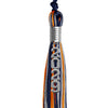 Navy Blue/Orange/Silver Mixed Color Graduation Tassel with Silver Stacked Date Drop by Wholesale Grad Supply