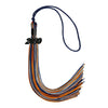 Navy Blue/Orange/Silver Mixed Color Graduation Tassel with Black Bling Charm by Wholesale Grad Supply