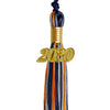 Navy Blue/Orange/Silver Mixed Color Graduation Tassel with Gold Date Drop by Wholesale Grad Supply