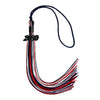 Navy Blue/Red/White Mixed Color Graduation Tassel with Black Bling Charm by Wholesale Grad Supply