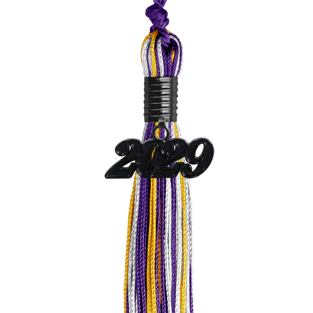 Purple/Gold/White Mixed Color Graduation Tassel with Black Date Drop by Wholesale Grad Supply