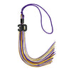 Purple/Gold/White Mixed Color Graduation Tassel with Black Bling Charm by Wholesale Grad Supply