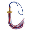Royal Blue/Red/White Mixed Color Graduation Tassel with Gold Bling Charm by Wholesale Grad Supply