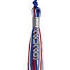 Royal Blue/Red/White Mixed Color Graduation Tassel with Silver Stacked Date Drop by Wholesale Grad Supply
