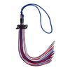 Royal Blue/Red/White Mixed Color Graduation Tassel with Black Bling Charm by Wholesale Grad Supply