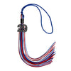 Royal Blue/Red/White Mixed Color Graduation Tassel with Black Bling Charm by Wholesale Grad Supply