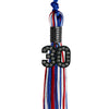 Royal Blue/Red/White Mixed Color Graduation Tassel with Black Bling Charm by Wholesale Grad Supply