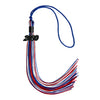Royal Blue/Red/White Mixed Color Graduation Tassel with Black Bling Charm by Wholesale Grad Supply