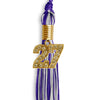 Purple/Silver Mixed Color Graduation Tassel with Gold Bling Charm by Wholesale Grad Supply
