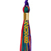 Rainbow Graduation Tassel with Gold Stacked Date Drop by Wholesale Grad Supply