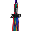 Rainbow Graduation Tassel with Black Date Drop by Wholesale Grad Supply