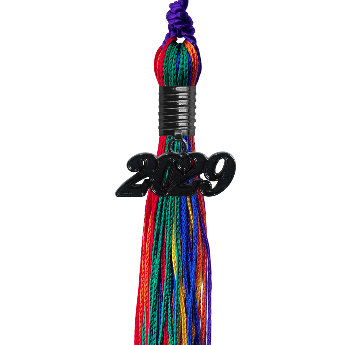 Rainbow Graduation Tassel with Black Date Drop by Wholesale Grad Supply