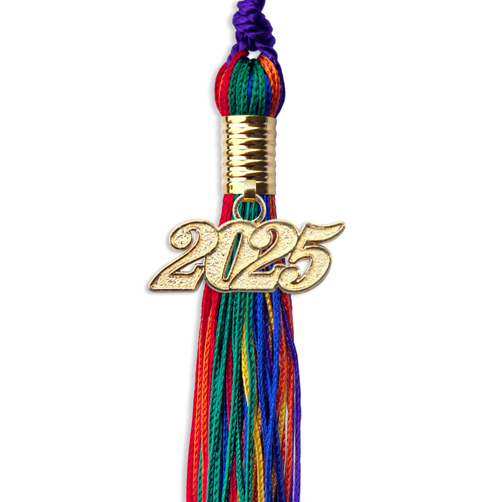 Rainbow Graduation Tassel with Gold Date Drop - Wholesale Grad Supply