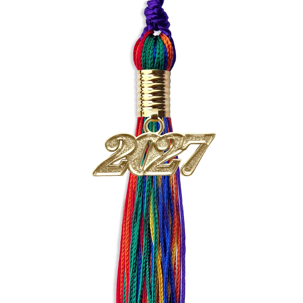 Rainbow Graduation Tassel with Gold Date Drop - Wholesale Grad Supply