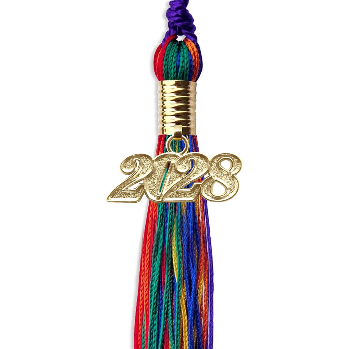 Rainbow Graduation Tassel with Gold Date Drop - Wholesale Grad Supply