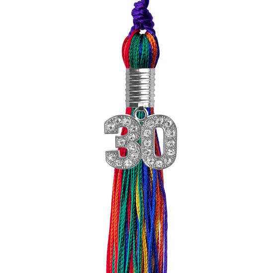 Rainbow Graduation Tassel with Silver Bling Charm by Wholesale Grad Supply